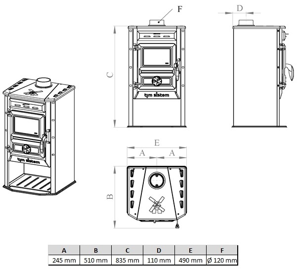 Liatinové krbové kachle max 6,9 kW Magická pec hnedé