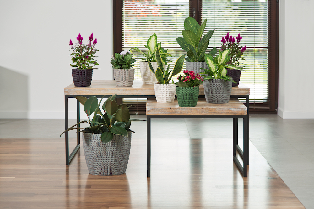 Lamela kvetináč - kvetinový obal JERSEY pletený vzor biely