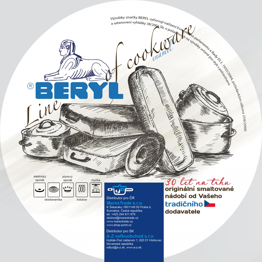 Smaltovaný hrniec s pokrievkou 24 cm - 6,1L - Beryl - česká výroba