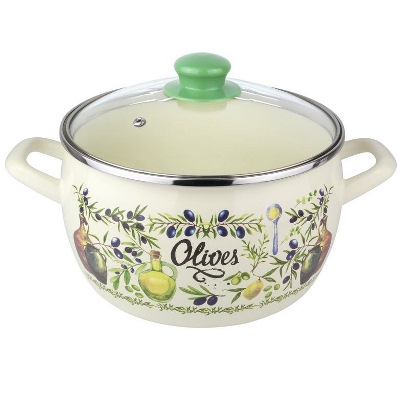 Metalac smaltovaný hrniec s pokrievkou 18 cm - 3L Olivy