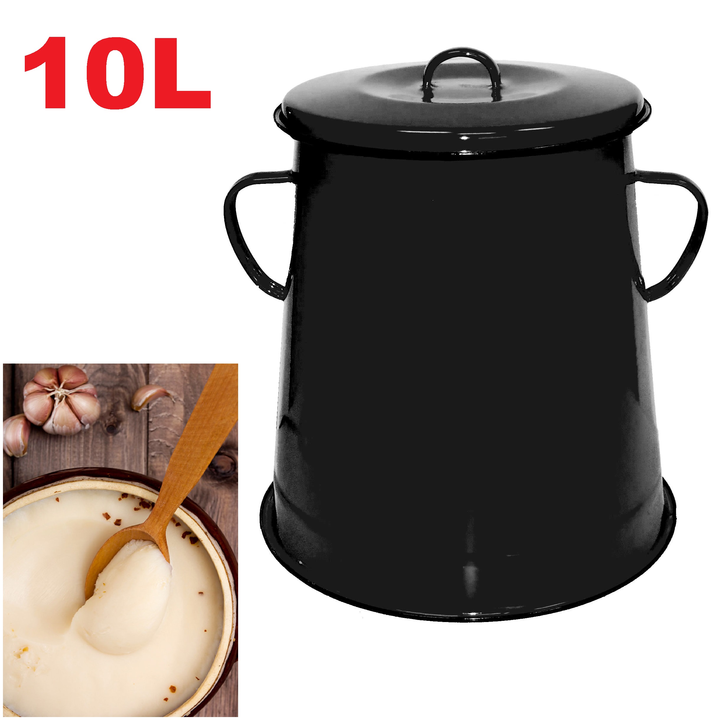 Smaltovaná nádoba na masť 10L čierna