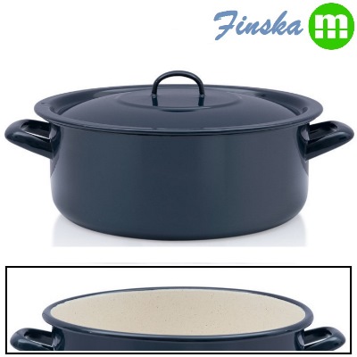 Metalac Smaltovaný randlík 15 L s pokrievkou 36 cm dekor FINSKA
