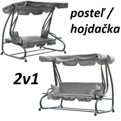 Záhradná hojdačka alebo posteľ 210x120x170 sivá