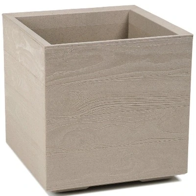 Záhradný kvetináč na kolieskach imitácia dreva KARO 40x40x40 laté