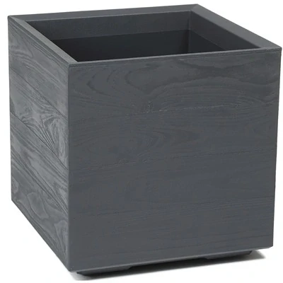 Záhradný kvetináč na kolieskach imitácia dreva KARO 40x40x40 antracit