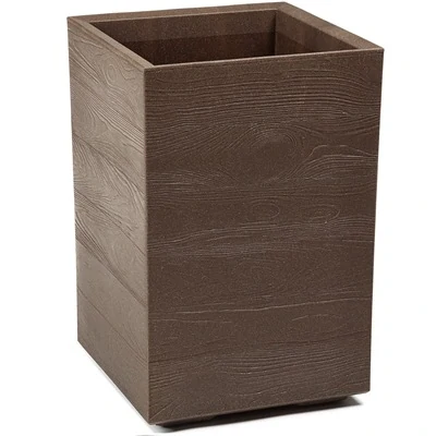 Záhradný kvetináč na kolieskach imitácia dreva KARO 40x40x60 espreso