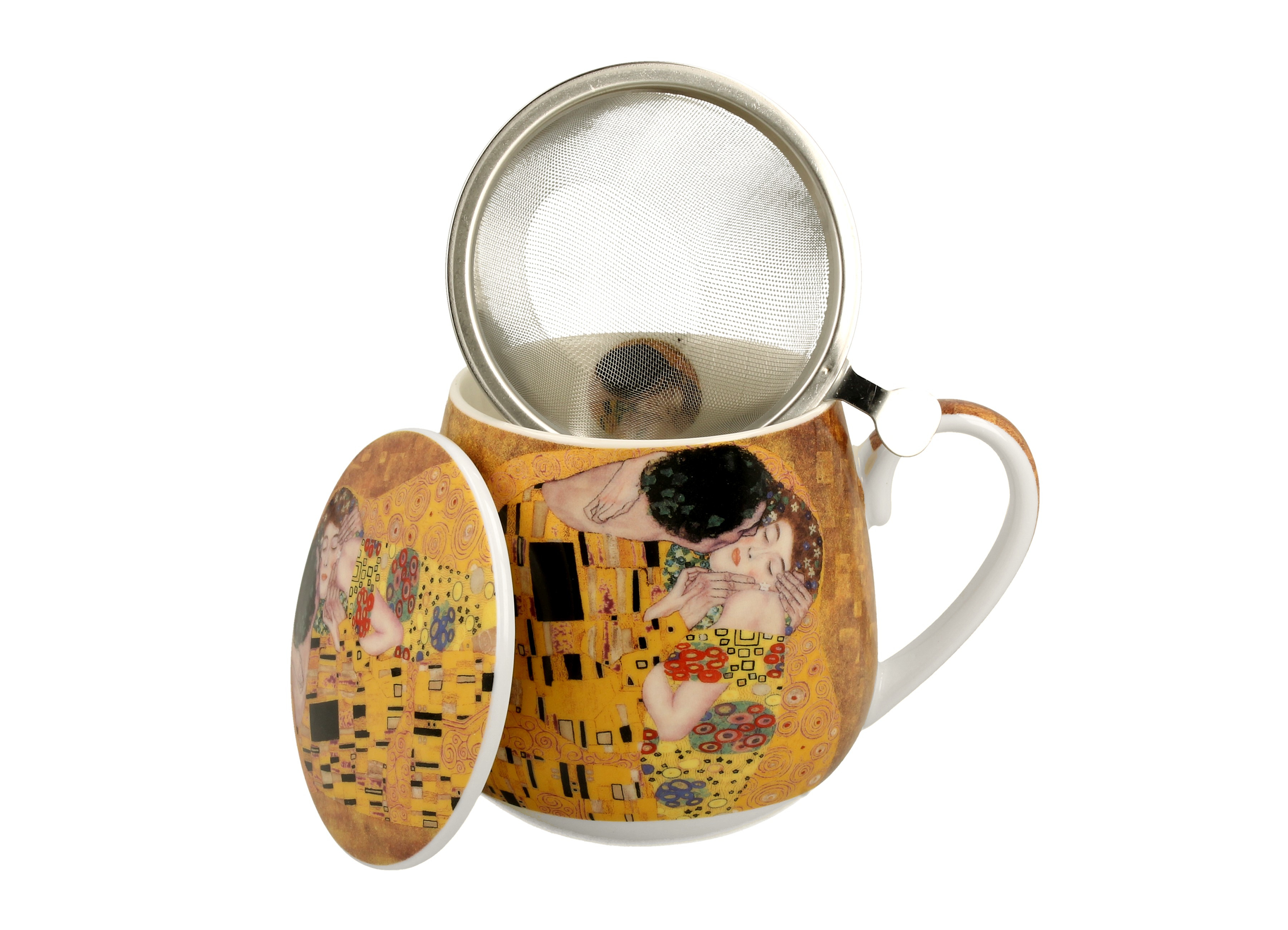 Gustav Klimt Kiss šálka s čajítkom a viečkom 430 ml darčekovo balená
