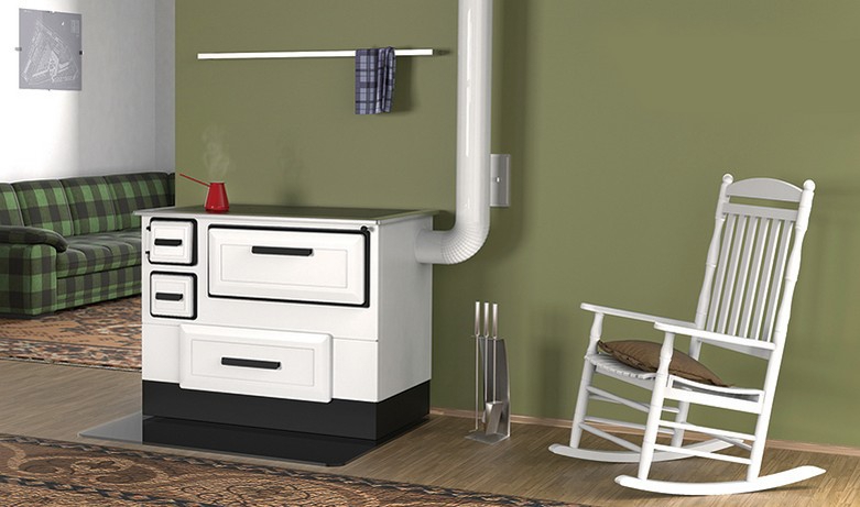 ALFA PLAM sporák 55 de luxe PRAVÝ BIELY