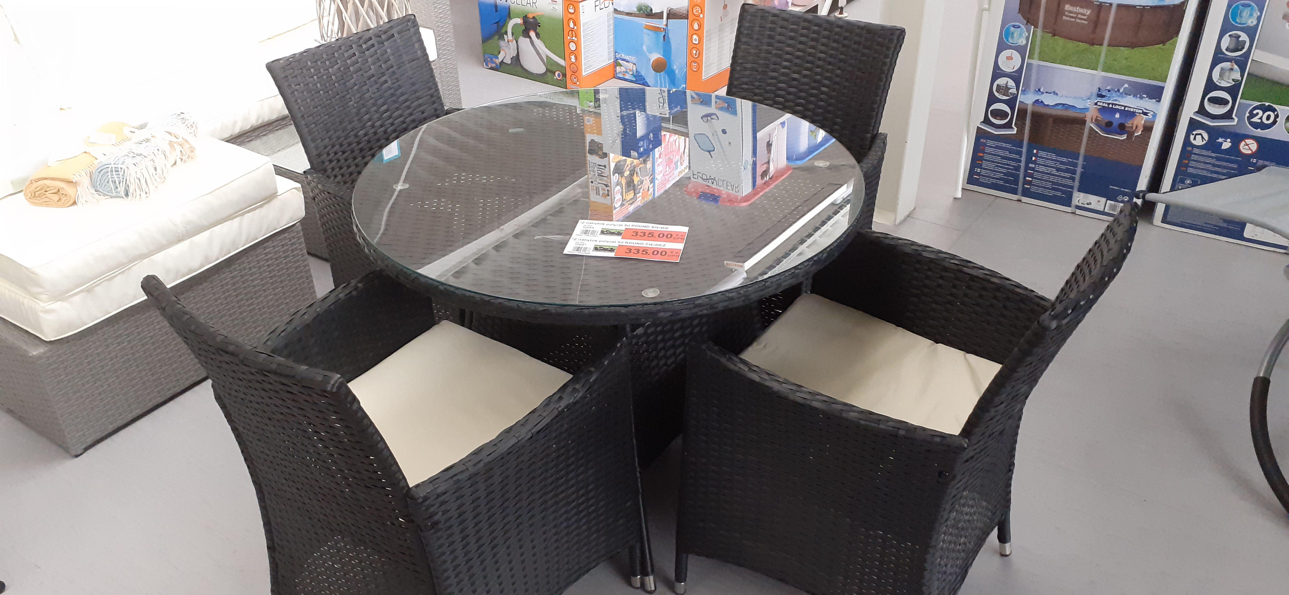 Záhradná súprava nábytku 5 dielna čierno-bézová