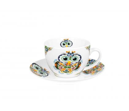 Šálka s podšálkou 470ml dekór sova v darčekovom balení