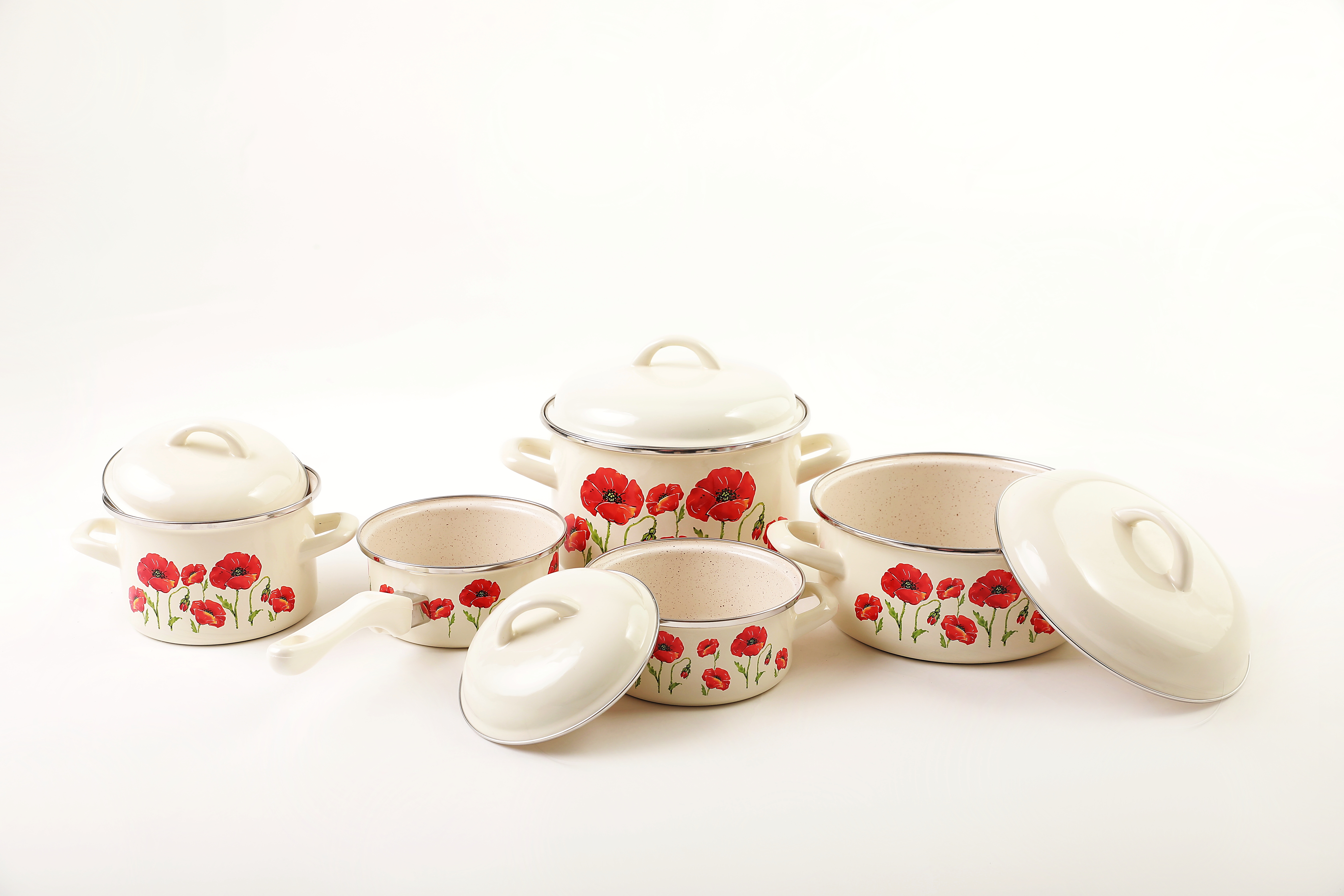 Metalac Smaltovaný hrniec s pokrievkou 18cm - 3L MAKY KRÉM