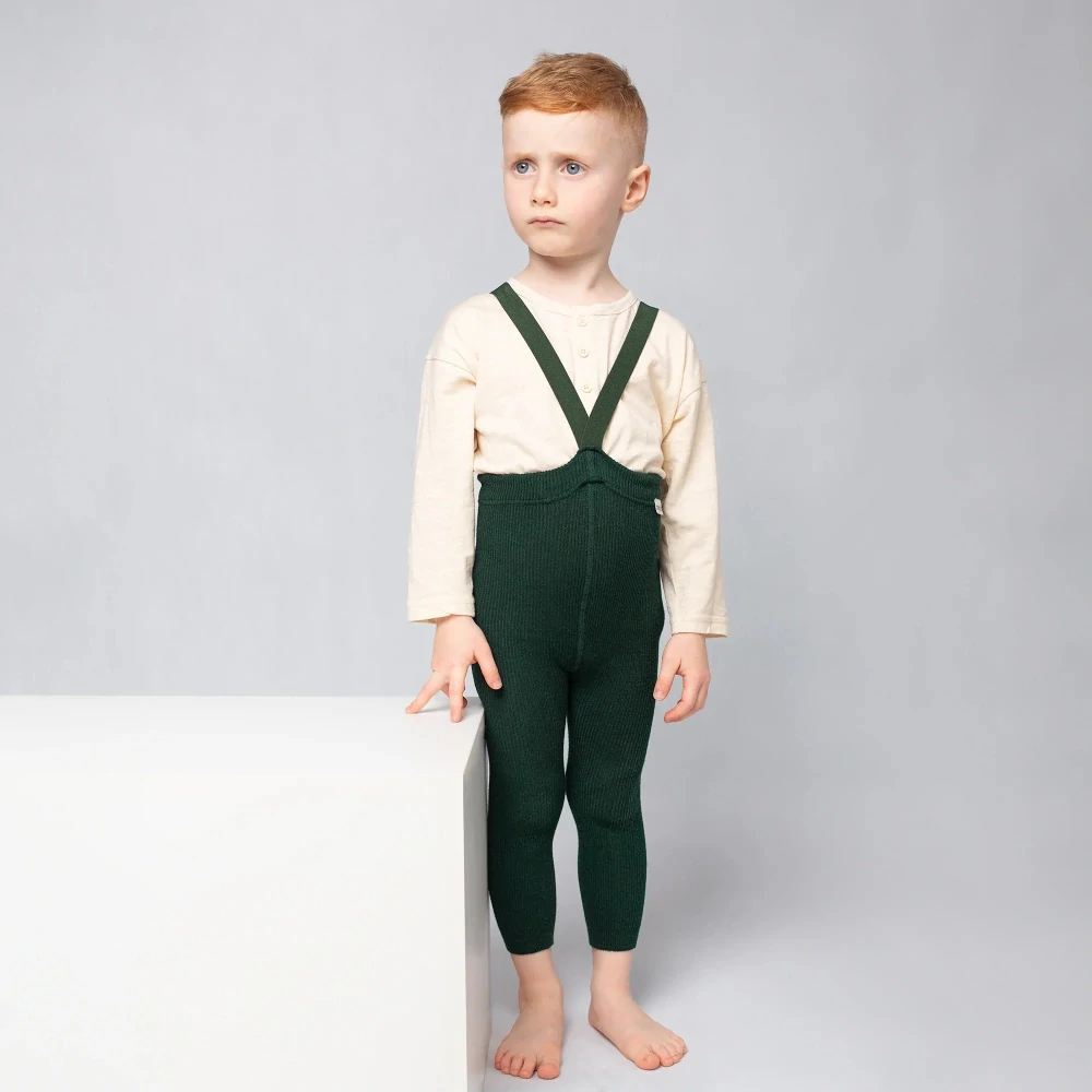 Detské legíny na traky jedlová zelená