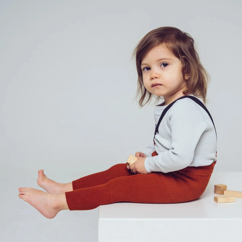 Detské legíny na traky tehlová červená