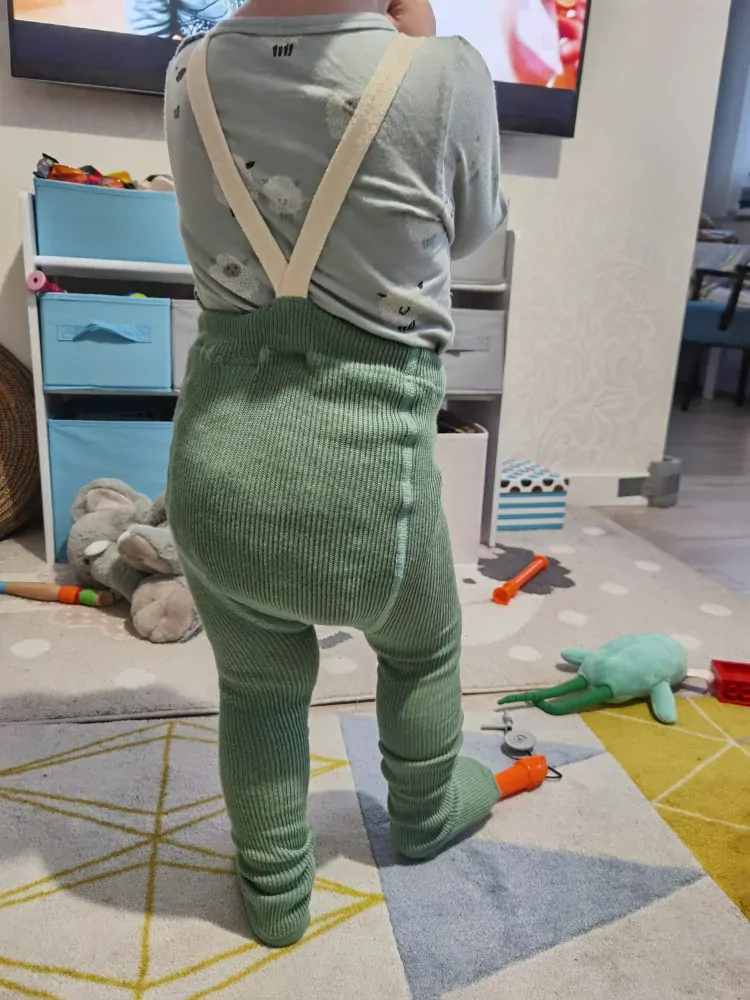 Detské trakové pančušky z bio bavlny zelené