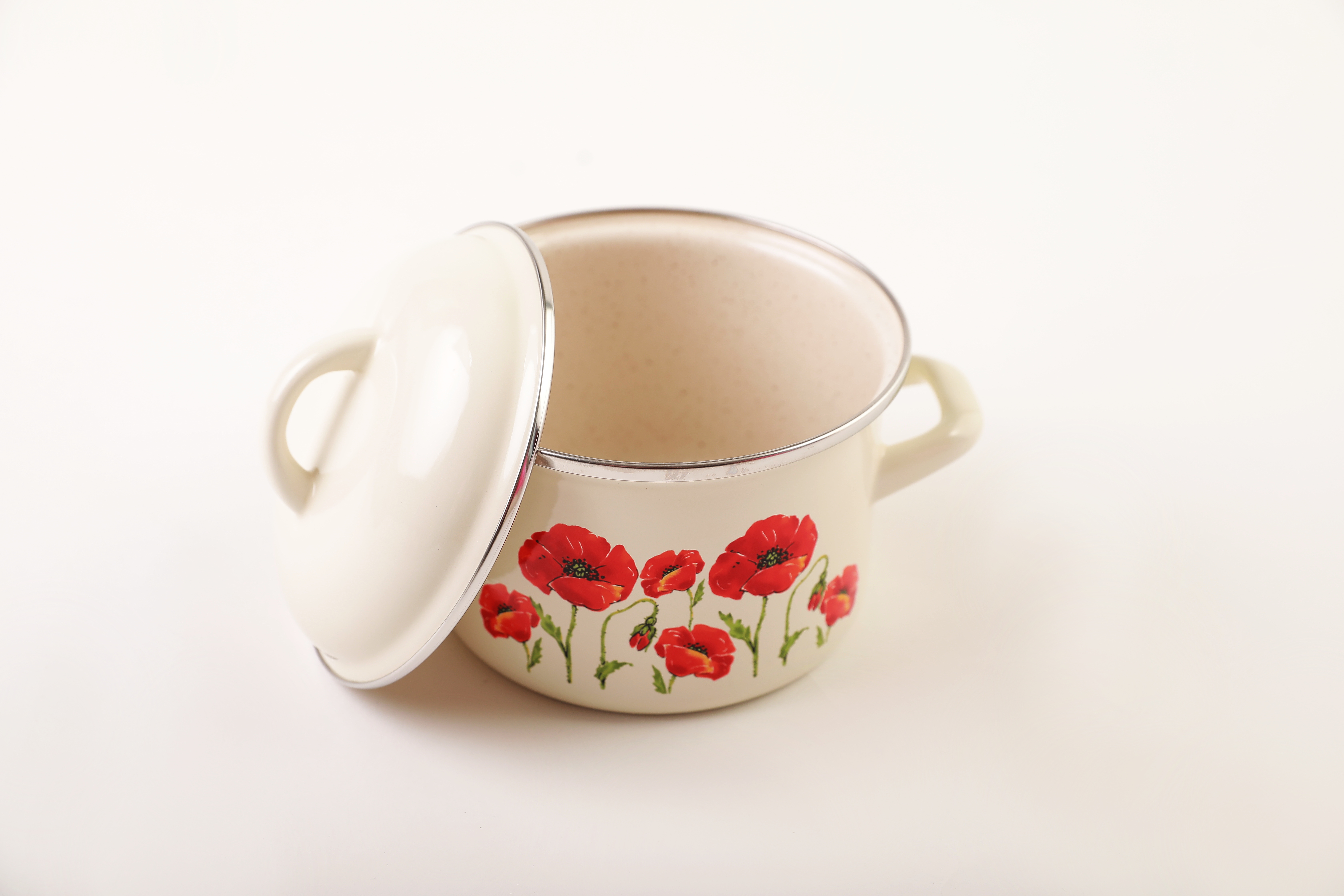 Metalac Smaltovaný hrniec s pokrievkou 18cm - 3L MAKY KRÉM