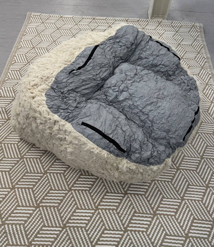Plyšové kreslo teddy 104x96 krémové