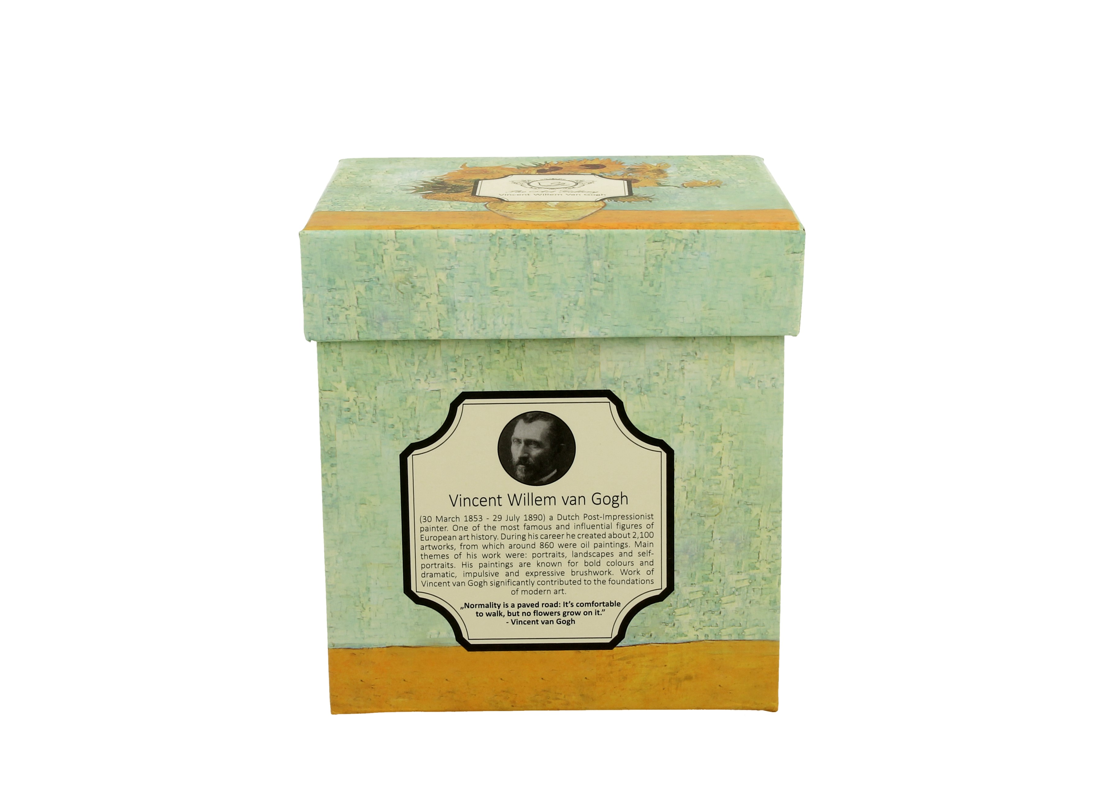 Šálka van Gogh so sitkom a viečkom 430 ml dekór slnečnica v darčekovom balení