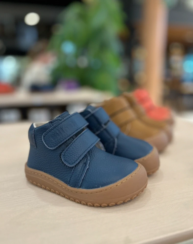 Milash celoročné kožené topánky so zateplenou vložkou modré