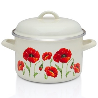 Metalac Smaltovaný hrniec s pokrievkou 22cm - 5L MAKY KRÉM