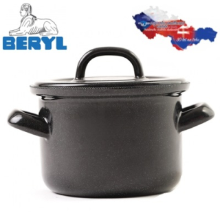 Smaltovaný hrniec s pokrievkou 16 cm - 2L - Beryl - česká výroba