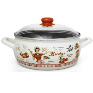 Metalac smaltovaný randlík 20cm - 3,35l so sklenenou pokrievkou RETRO AMERIKA