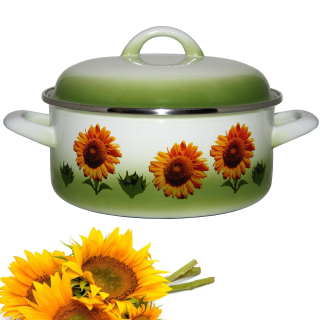 Metalac smaltovaný Randlík s pokrievkou 20 cm - 2,75L SLNEČNICA