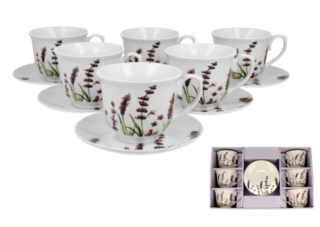 Šálková súprava levanduľa 6+6 ks 280 ml v darčekovom balení