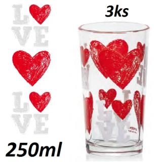 Valentínske poháre LOVE 250 ML - 3 ks