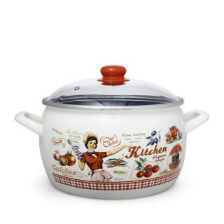 Metalac smaltovaný Hrniec 24cm - 7,9L so sklenenou pokrievkou RETRO AMERIKA