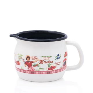 Metalac smaltovaný baňatý hrnček 10 cm - 0,85 L retro amerika