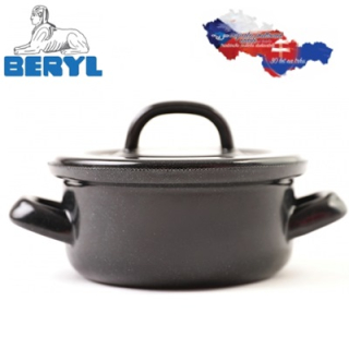 Smaltovaný randlík s pokrievkou 12 cm - 0,5L - Beryl - česká výroba