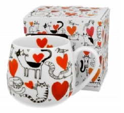 Šálka baňatá CATS HEART 430ml v darčekovom balení