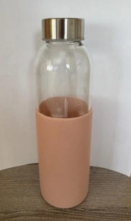 Sklenená flaša na vodu so silikónom 500 ml
