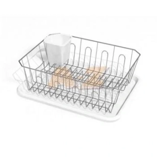 Odkvapávač na riad 43x32x13cm kov a plast biely