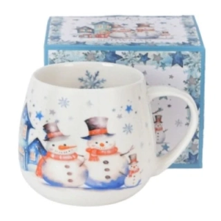 Vianočná šálka baňatá 430 ml SNOWMAN