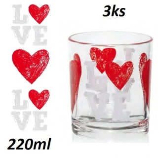 Valentínske poháre 220ml LOVE