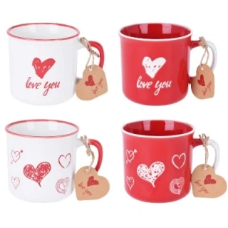 Valentínske keramické hrnčeky 300 ml, mix 4 dekóry