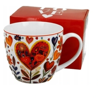 Valentínska šálka folk 460 ml v darčekovej krabičke