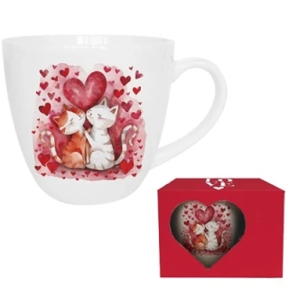 Valentínska šálka mačky 460 ml v darčekovej krabičke