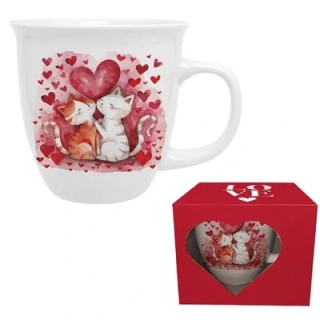 Jumbo Valentínska šálka mačky 650 ml v darčekovej krabičke