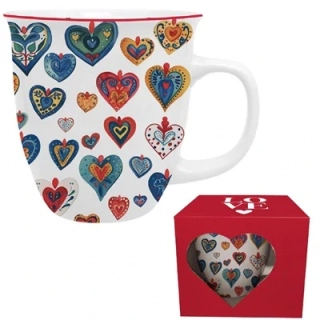 JUMBO Valentínska šálka farebené srdiečka 650 ml v darčekovej krabičke