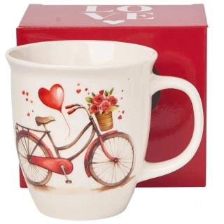 Jumbo Valentínska šálka bicykel so srdiečkom 650 ml v darčekovej krabičke