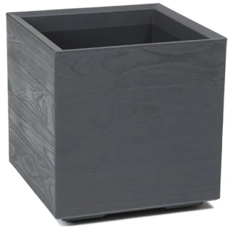 Záhradný kvetináč na kolieskach imitácia dreva KARO 40x40x40 antracit