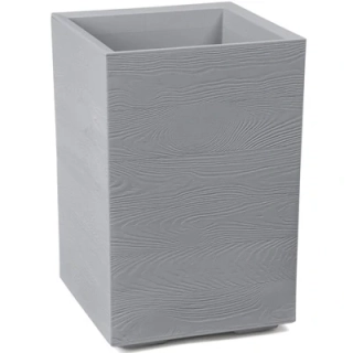 Záhradný kvetináč na kolieskach imitácia dreva KARO 40x40x60 sivý