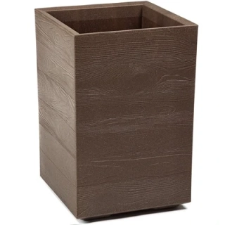 Záhradný kvetináč na kolieskach imitácia dreva KARO 40x40x60 espreso