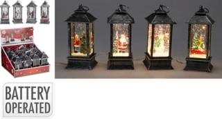 Malá LED lucerna s figúrkou a snehom 13 cm