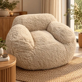 Plyšové kreslo teddy 104x96 krémové